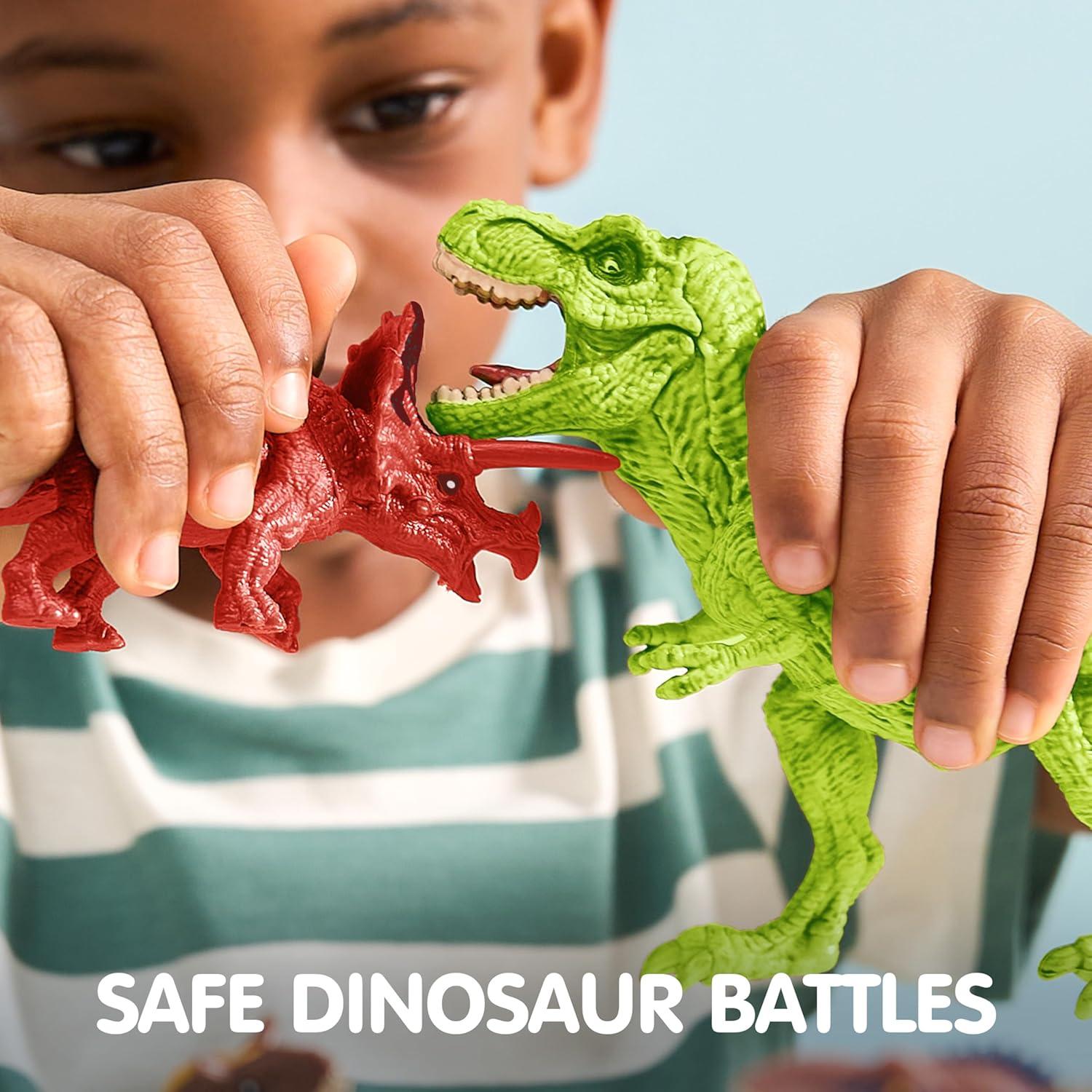 Juguetes de Dinosaurios Joyin 19 Piezas con Alfombra y Jaula