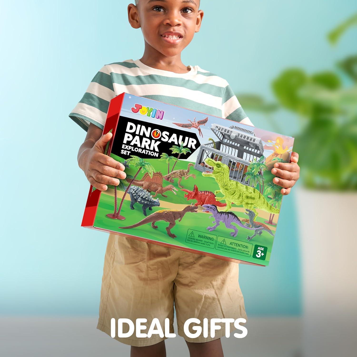 Juguetes de Dinosaurios Joyin 19 Piezas con Alfombra y Jaula