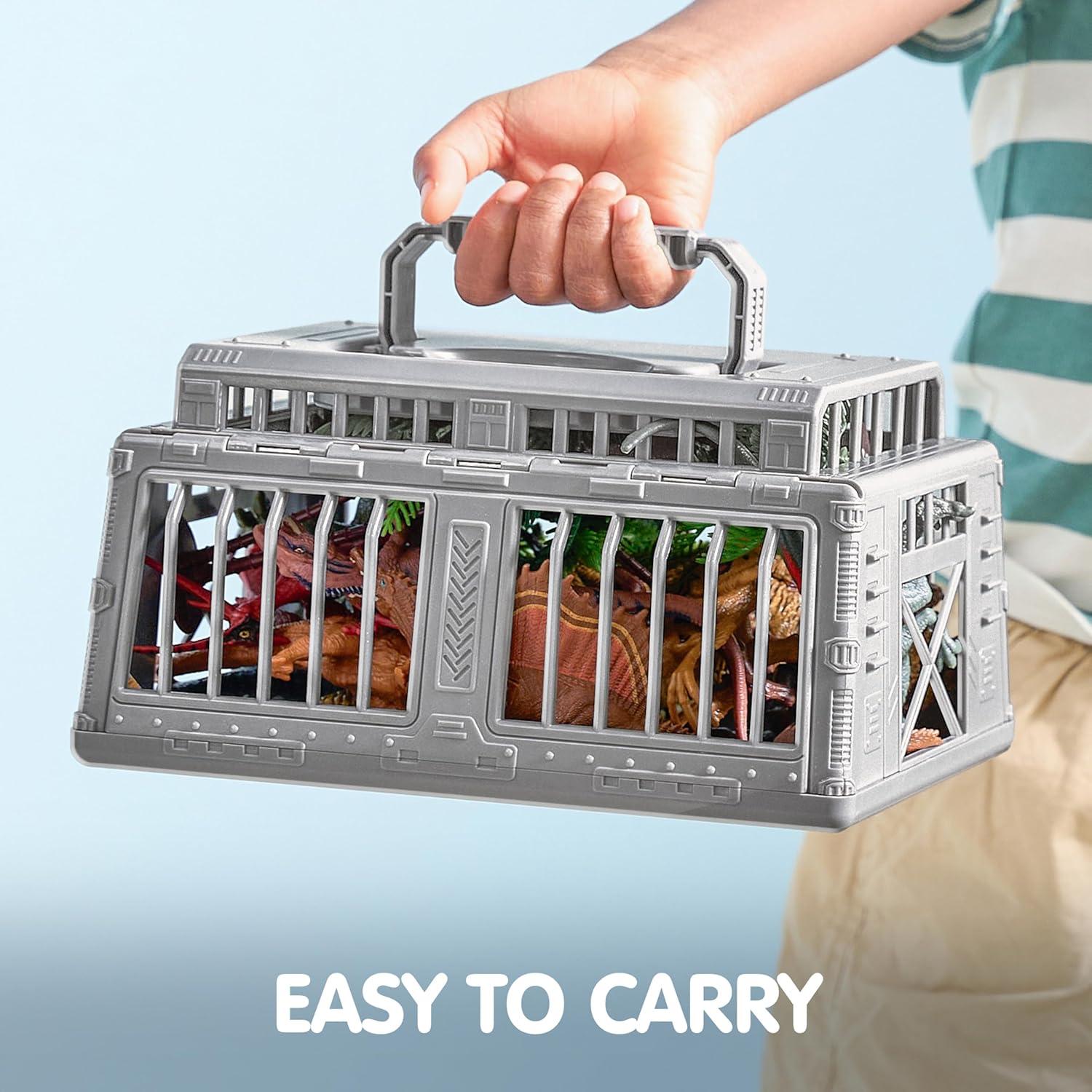 Juguetes de Dinosaurios Joyin 19 Piezas con Alfombra y Jaula