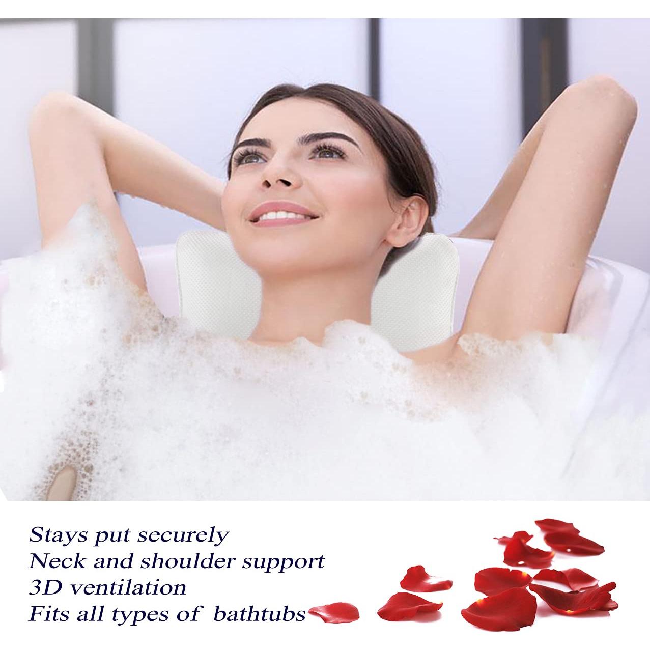 Almohada de Baño Antideslizante con Ventosas - Blanco Roto