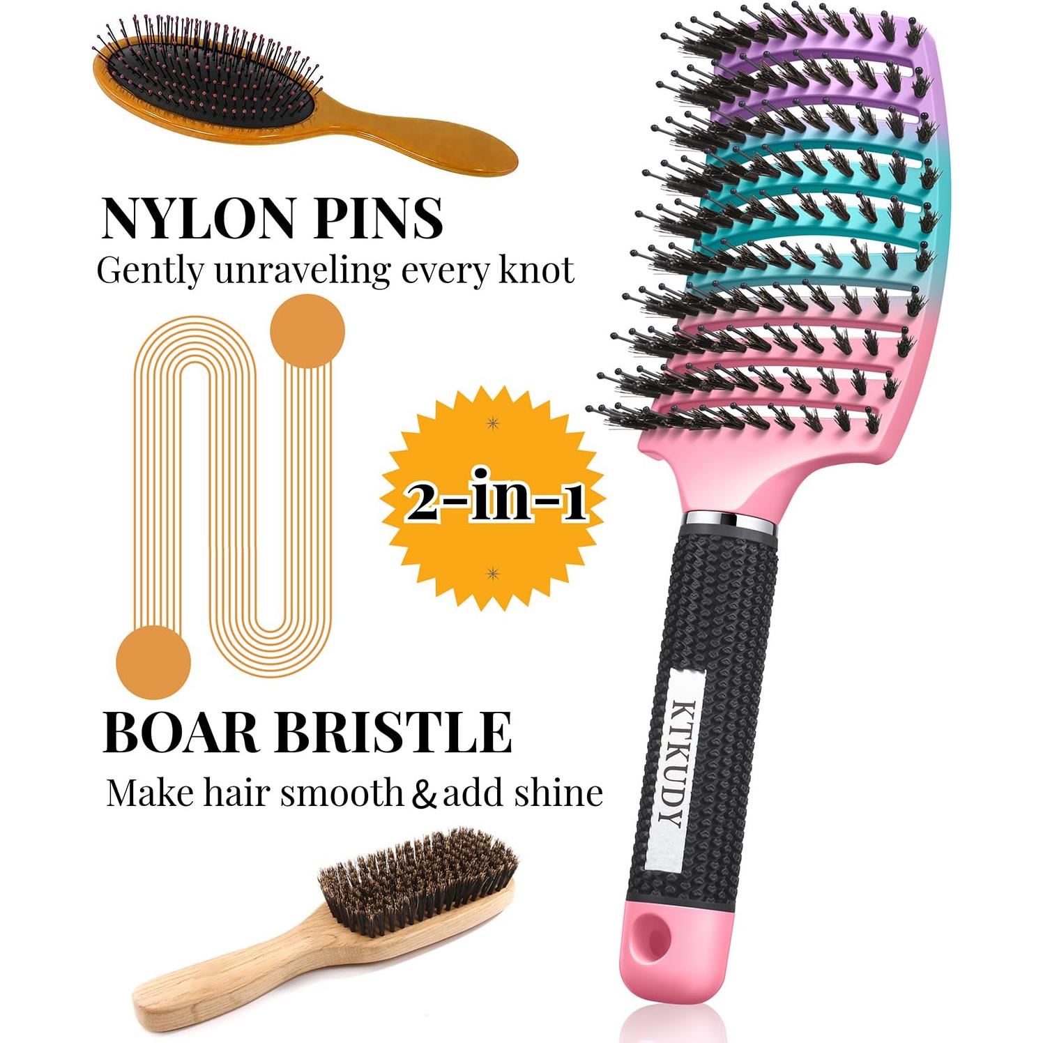 Cepillo Desenredante KTKUDY para Cabello Húmedo o Seco - 1 Unidad