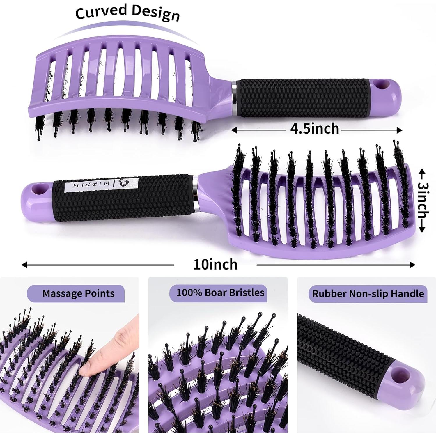 Juego de 2 cepillos desenredantes HIPPIH de jabalí para cabello