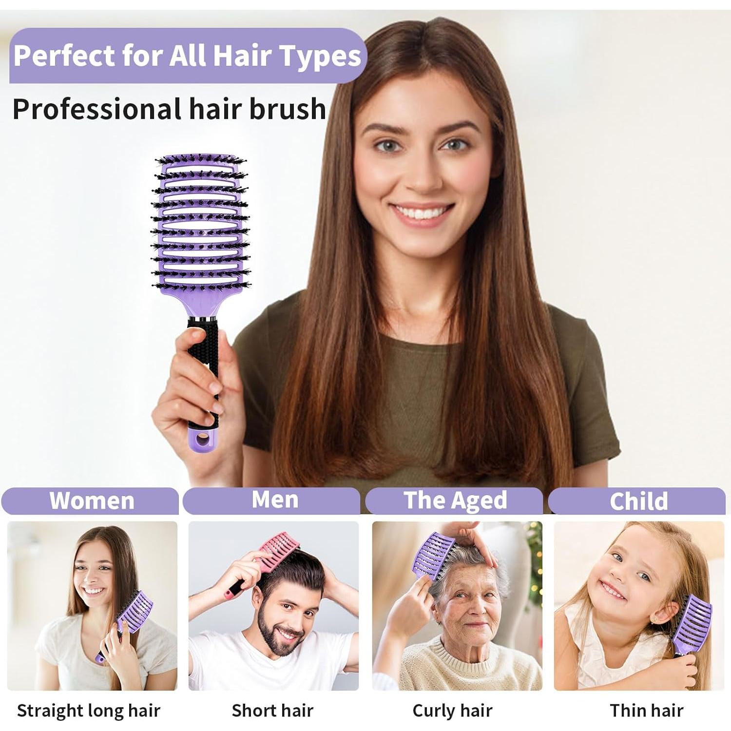 Juego de 2 cepillos desenredantes HIPPIH de jabalí para cabello