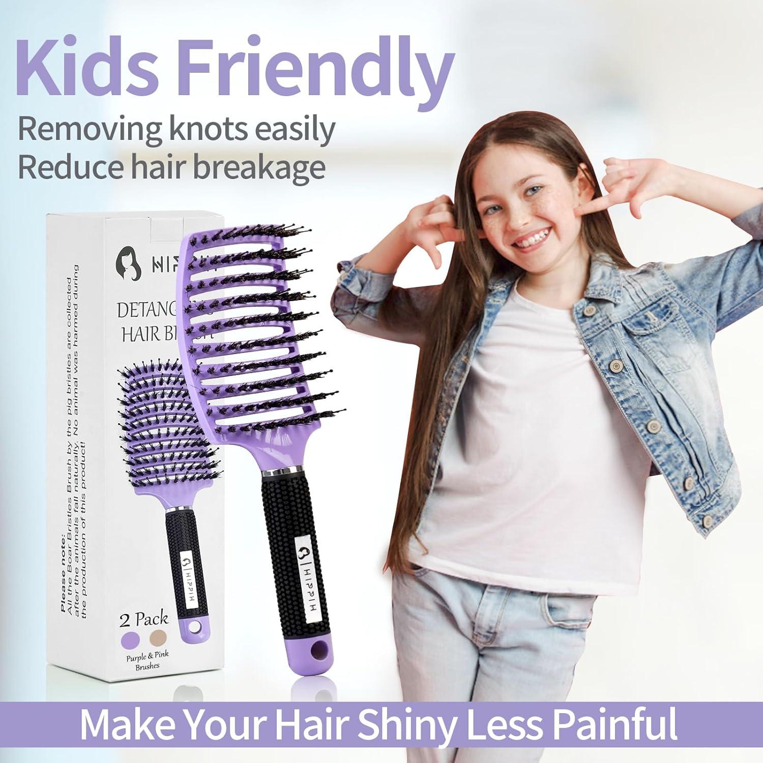 Juego de 2 cepillos desenredantes HIPPIH de jabalí para cabello