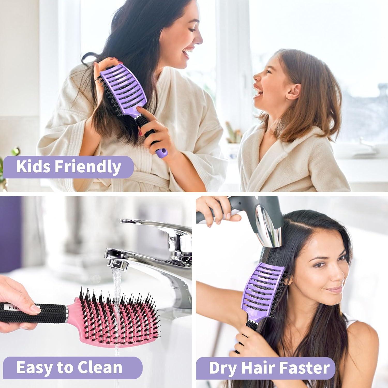 Juego de 2 cepillos desenredantes HIPPIH de jabalí para cabello