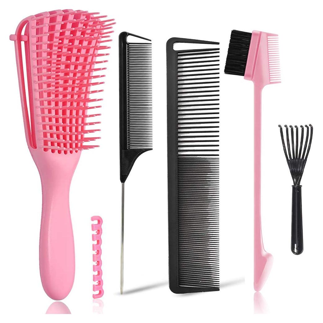 Juego de Cepillos Desenredantes EZ 5 Piezas Rosa y Negro