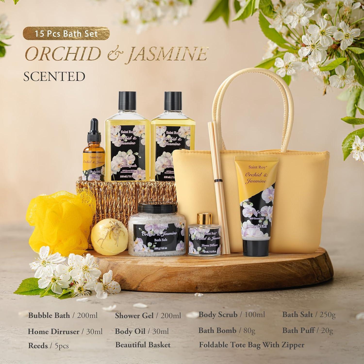 Canasta de Regalo Spa 15 Piezas Saint Roy Orquídea Jazmín