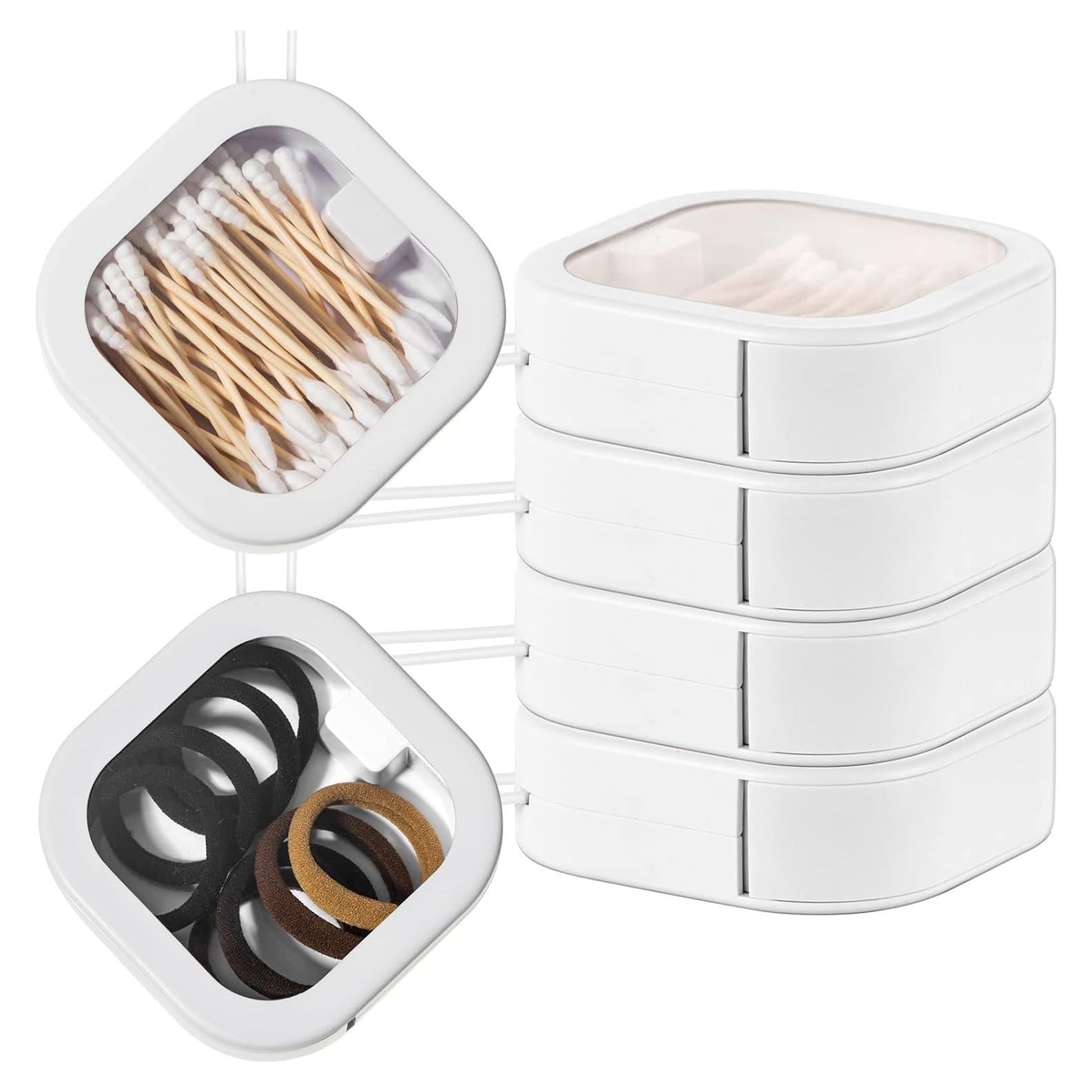 Organizador de Coletas de Cabello Kathfly 4 Pcs Blanco Portátil