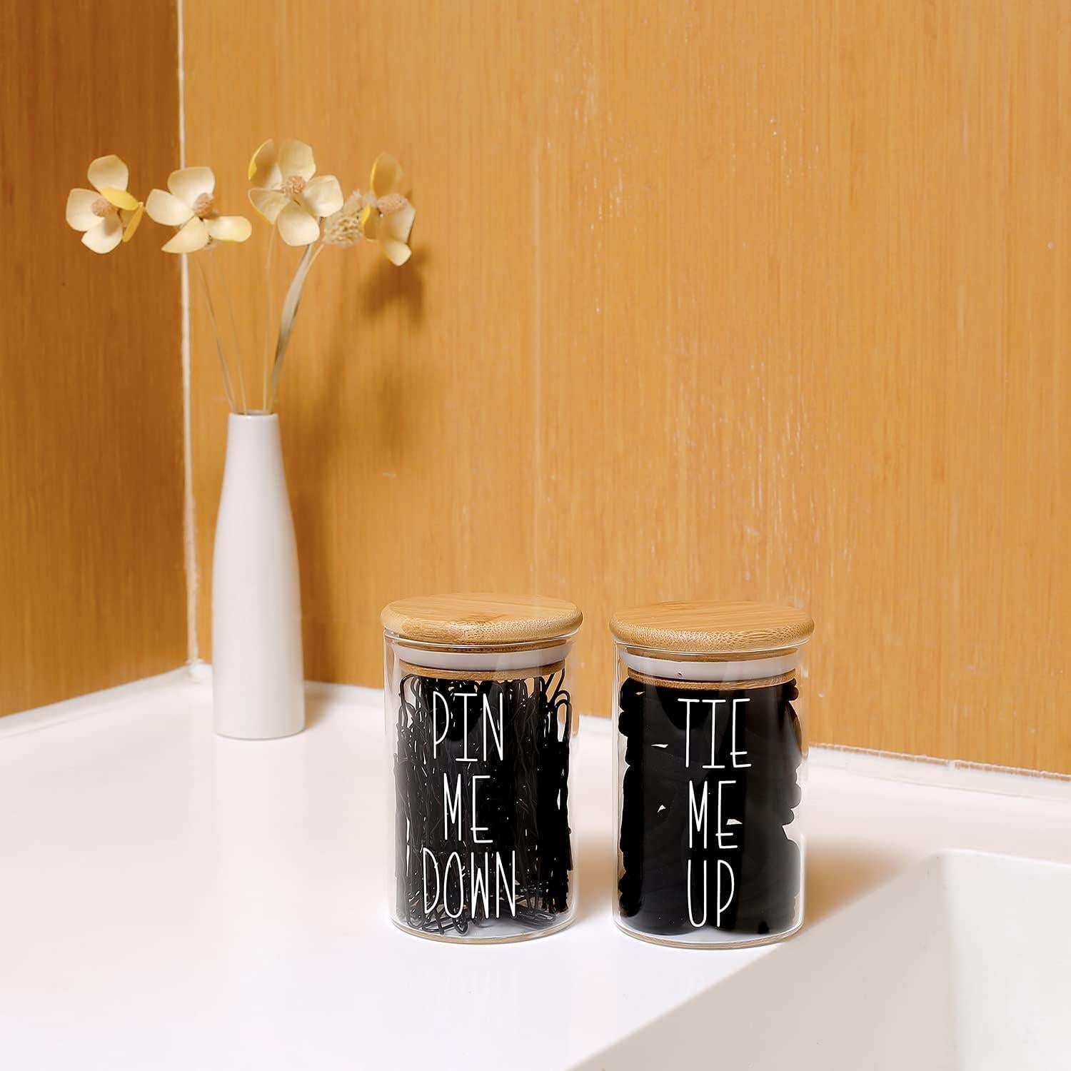 Tarros de Botica MOMEEMO 10 Oz con Tapas de Bambú - 2 Pcs