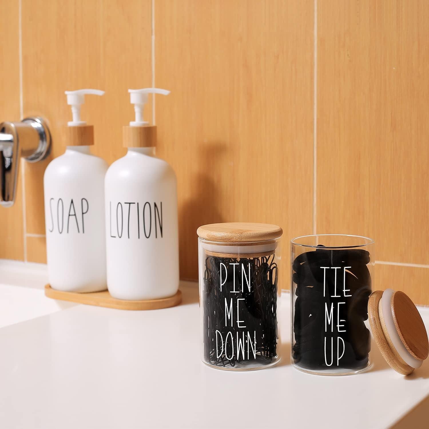 Tarros de Botica MOMEEMO 10 Oz con Tapas de Bambú - 2 Pcs