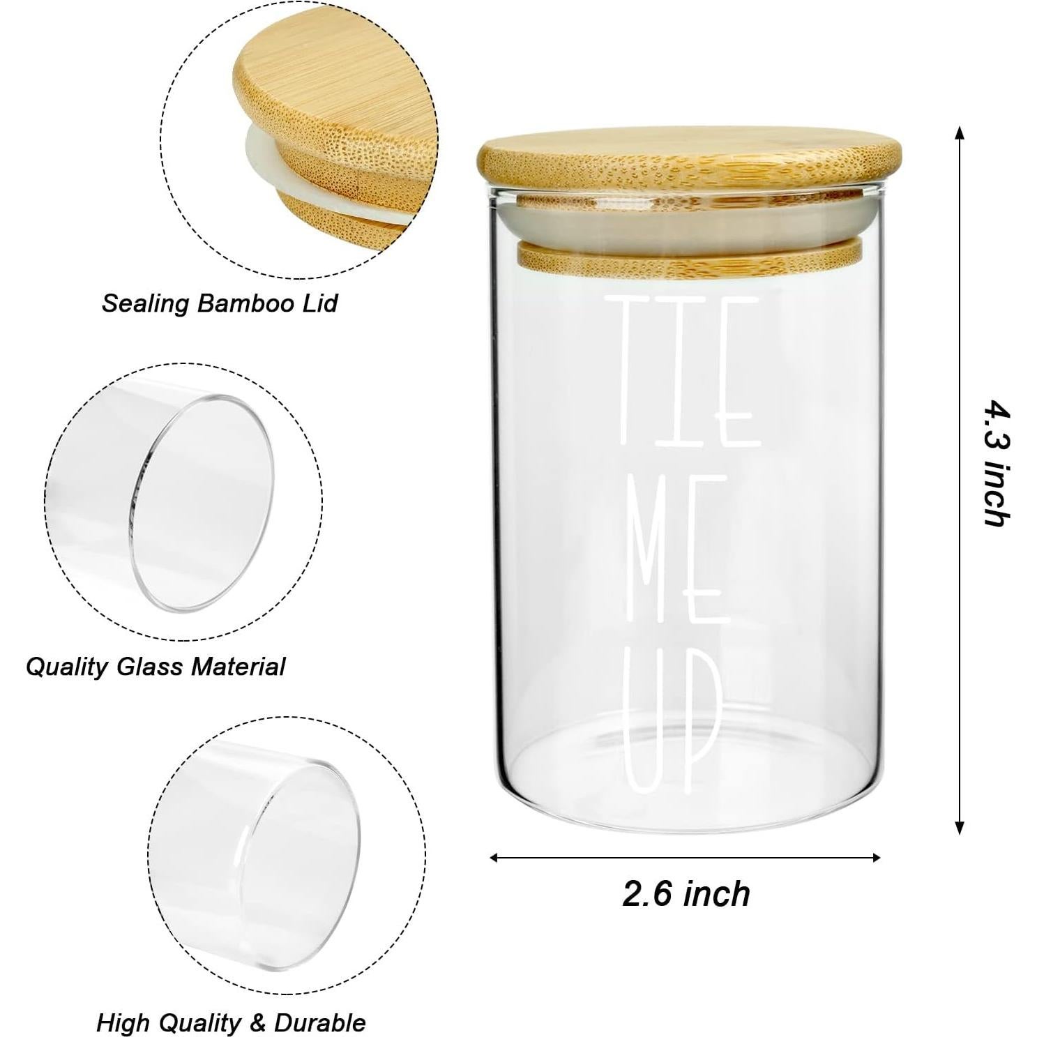 Tarros de Botica MOMEEMO 10 Oz con Tapas de Bambú - 2 Pcs