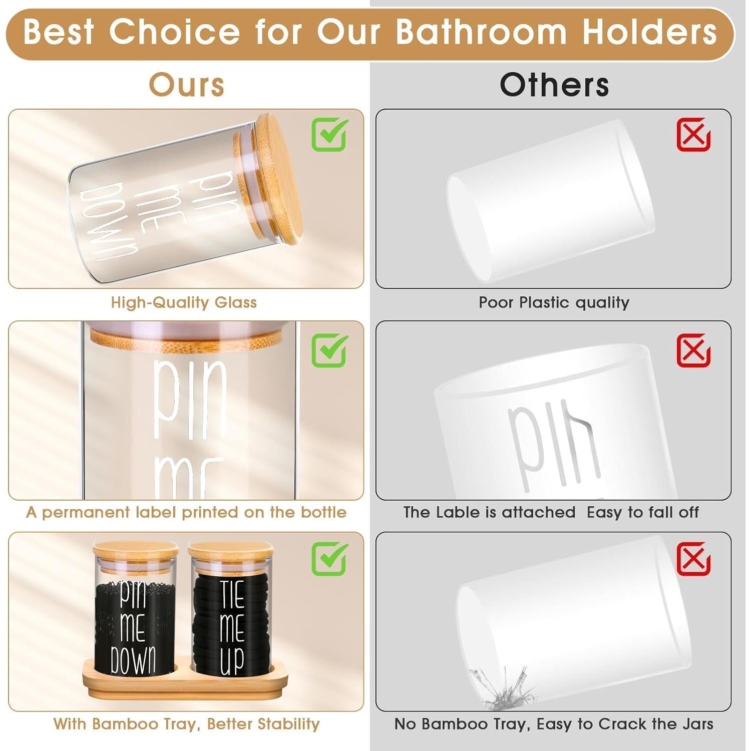 Juego de 2 Frascos de Vidrio Lucomb para Baño - Organizador