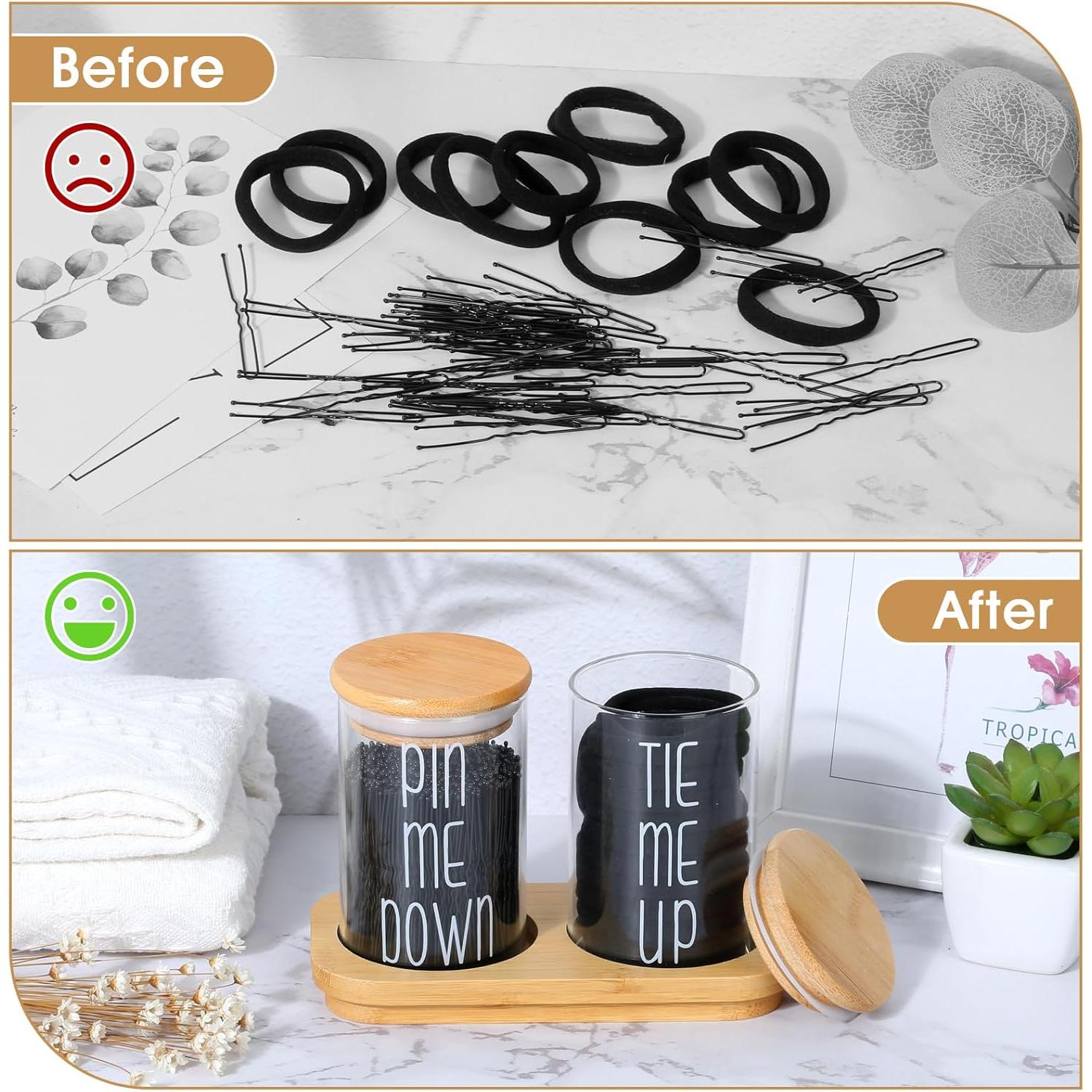 Juego de 2 Frascos de Vidrio Lucomb para Baño - Organizador