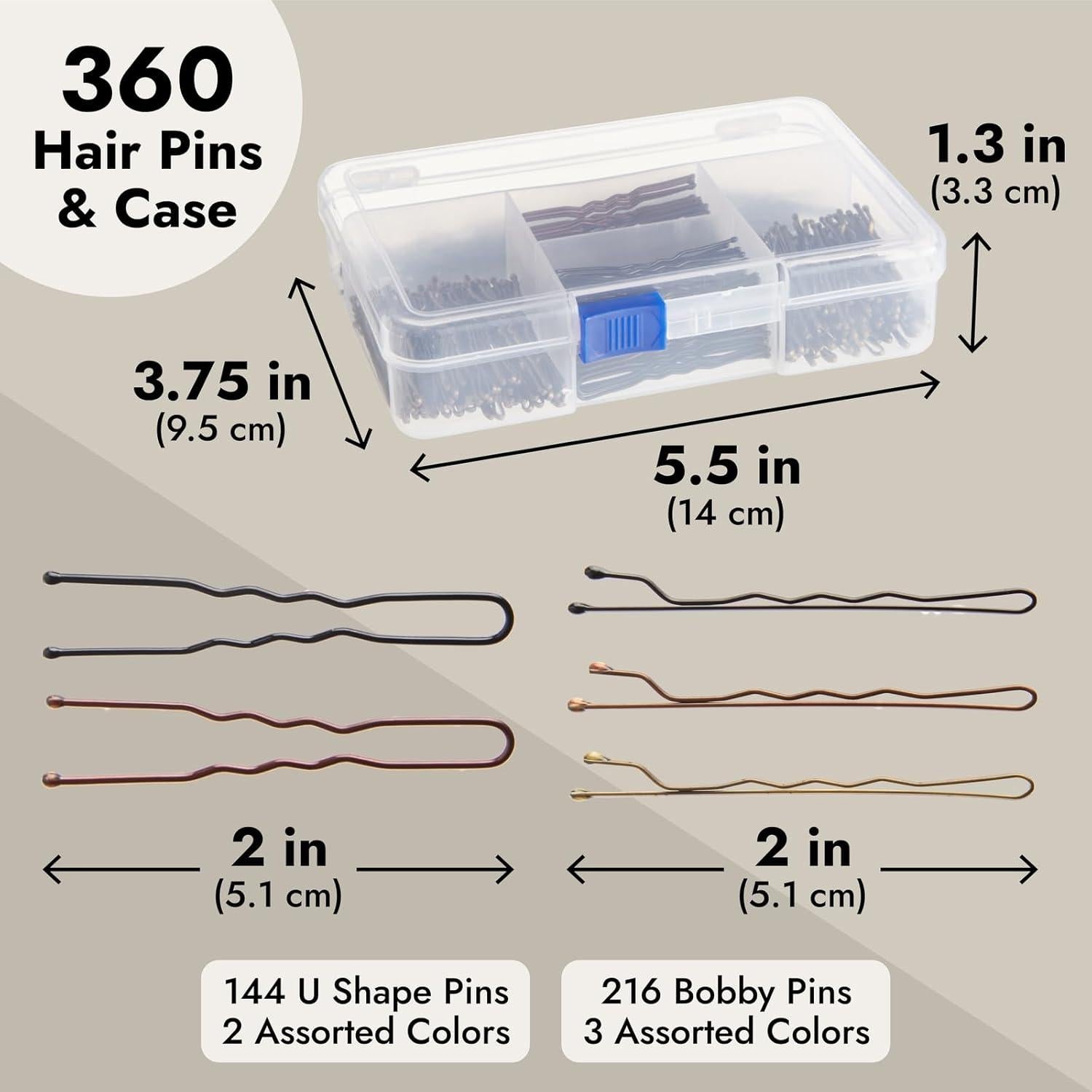 Paquete 360 Pasadores de Cabello Okuna Outpost 5.08 cm - 4 Colores