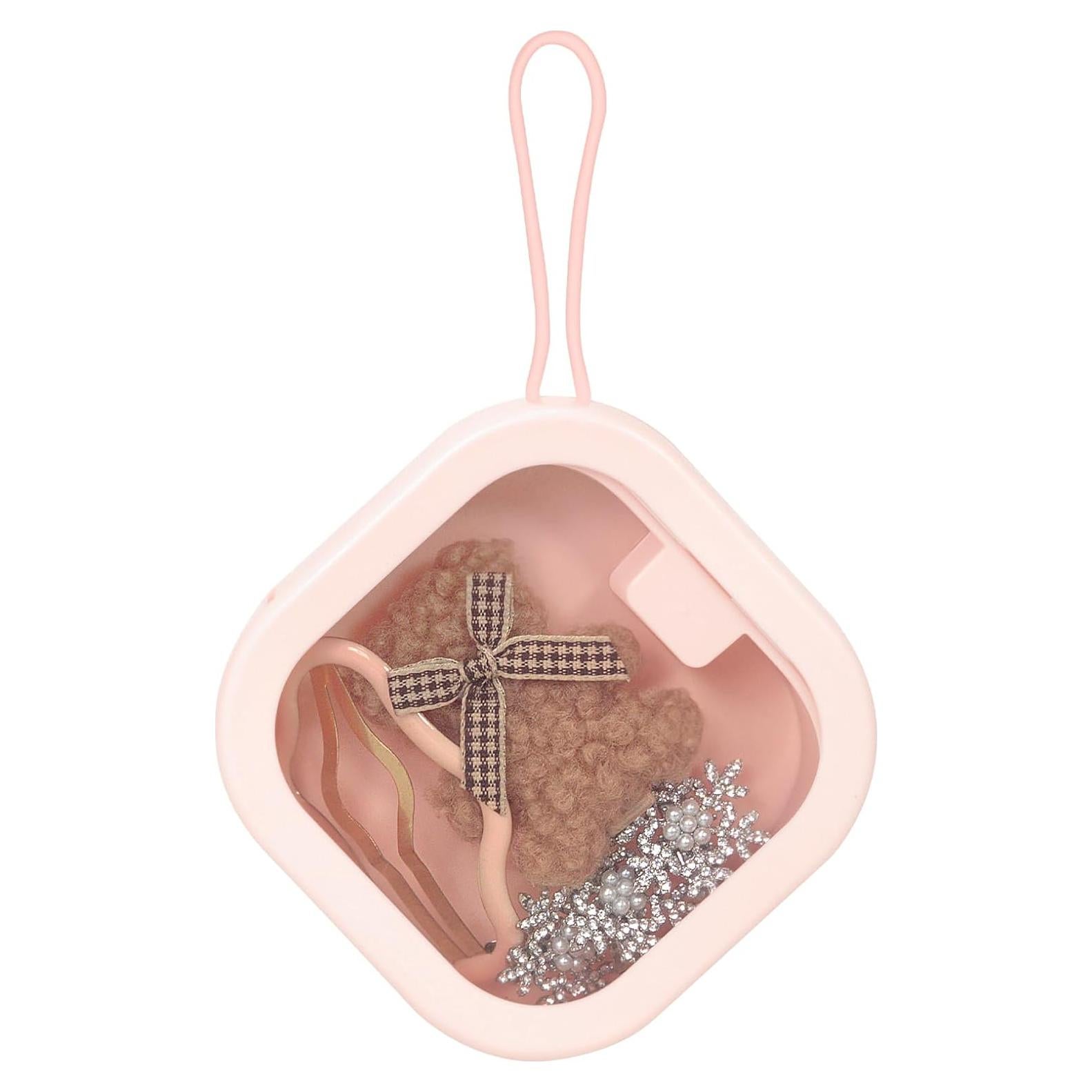 Organizador de Gomas de Pelo Rosa Obsoorth, Compacto y Portátil