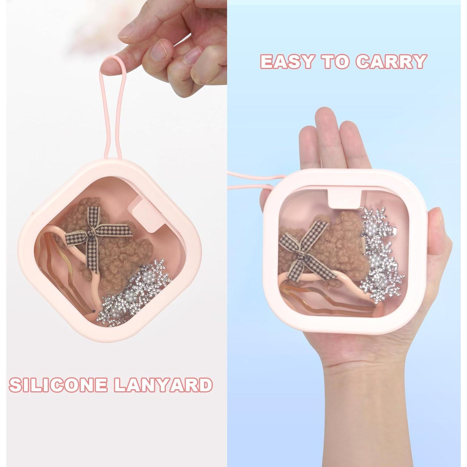 Organizador de Gomas de Pelo Rosa Obsoorth, Compacto y Portátil