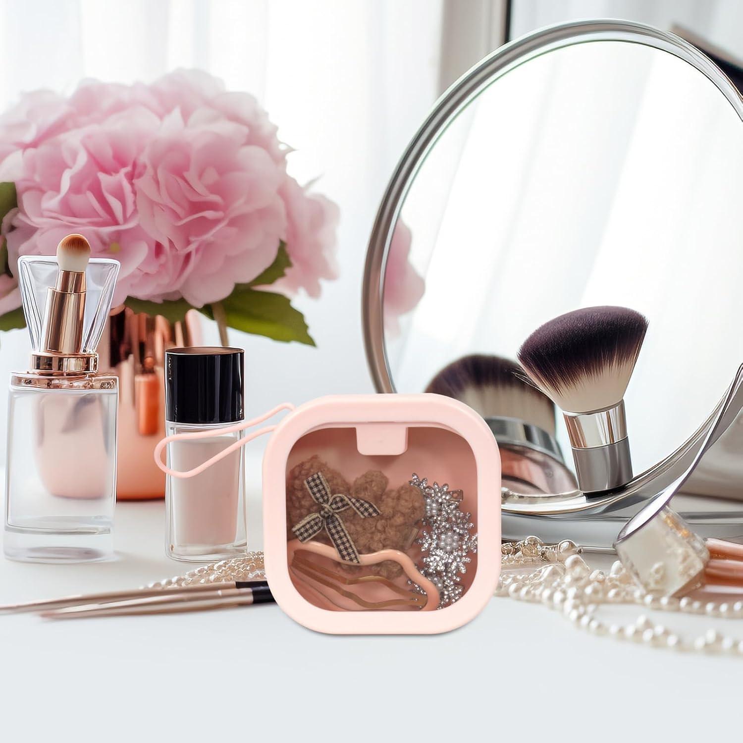 Organizador de Gomas de Pelo Rosa Obsoorth, Compacto y Portátil