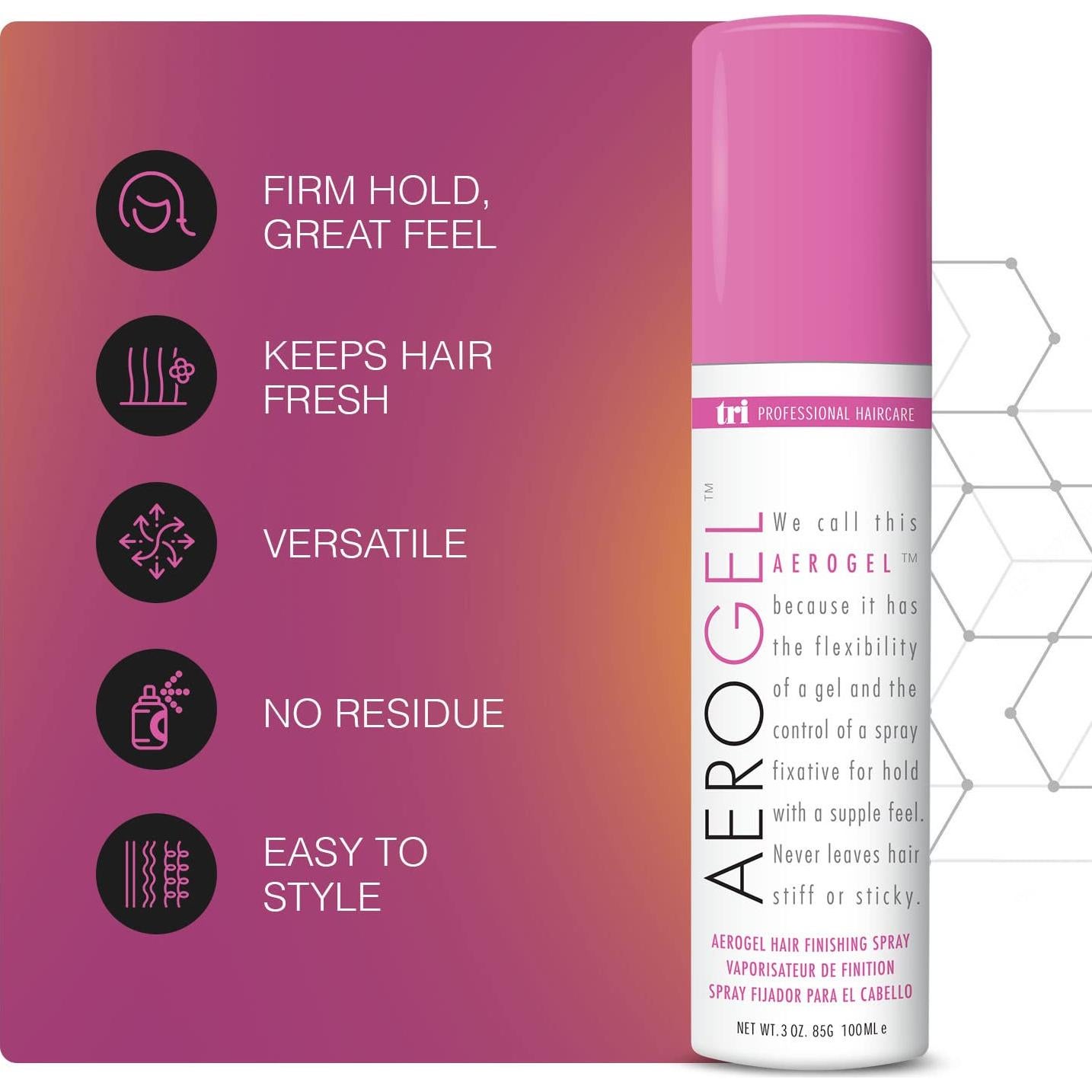 Laca para el Cabello TRI Design Aerogel 85 g - Fuerte Sujeción