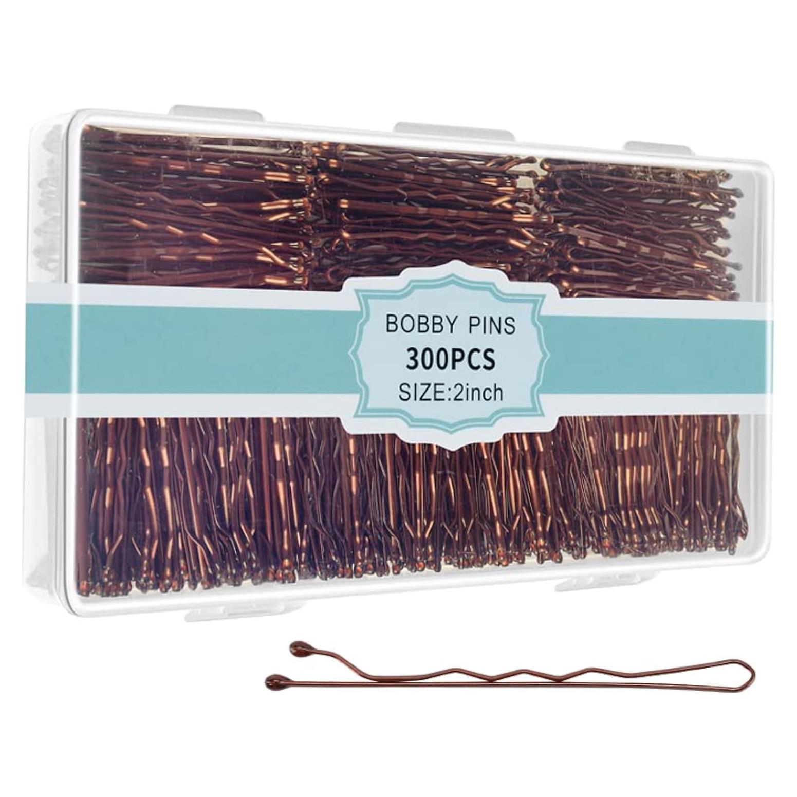 300 Horquillas Marrones EWAGOA con Caja Almacenamiento 5.08 cm