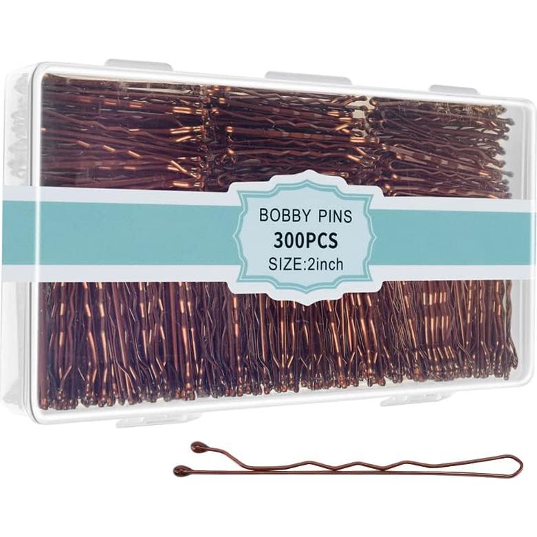 300 Horquillas Marrones EWAGOA con Caja Almacenamiento 5.08 cm