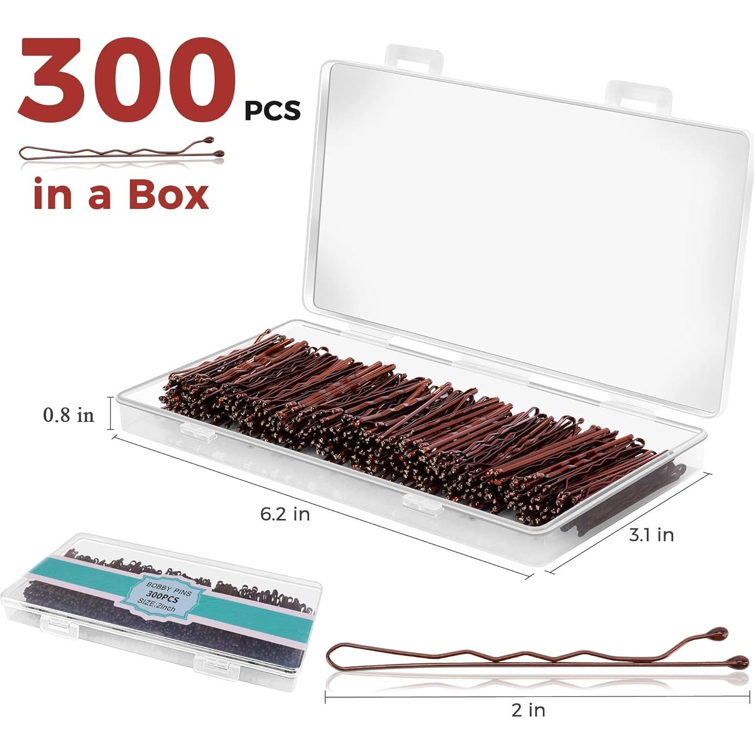 300 Horquillas Marrones EWAGOA con Caja Almacenamiento 5.08 cm