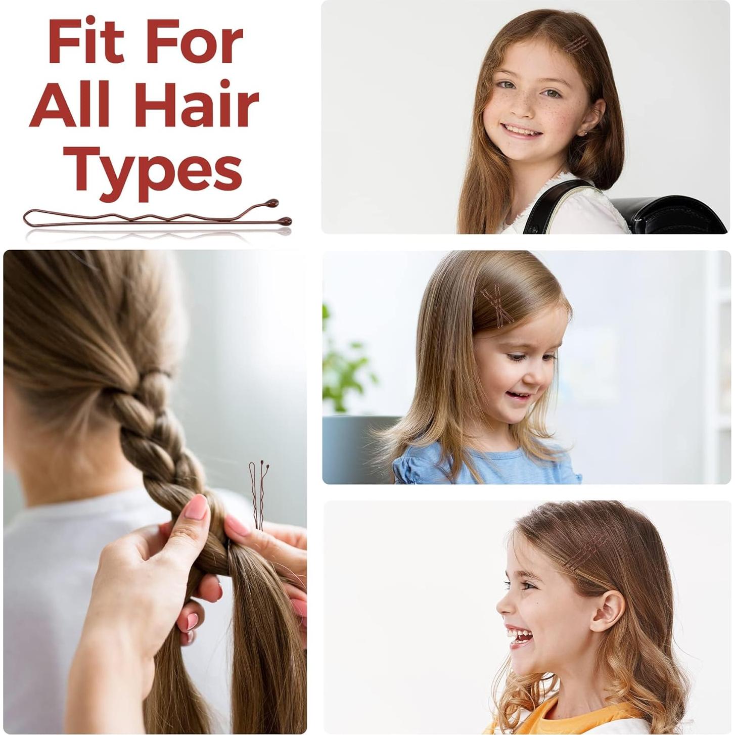 300 Horquillas Marrones EWAGOA con Caja Almacenamiento 5.08 cm