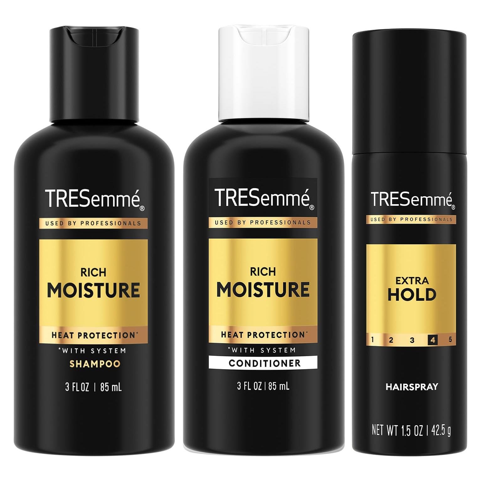 TRESemme Set de Cuidado del Cabello de Viaje - Champú y Acondicionador Hidratante + Laca Fijación Extra