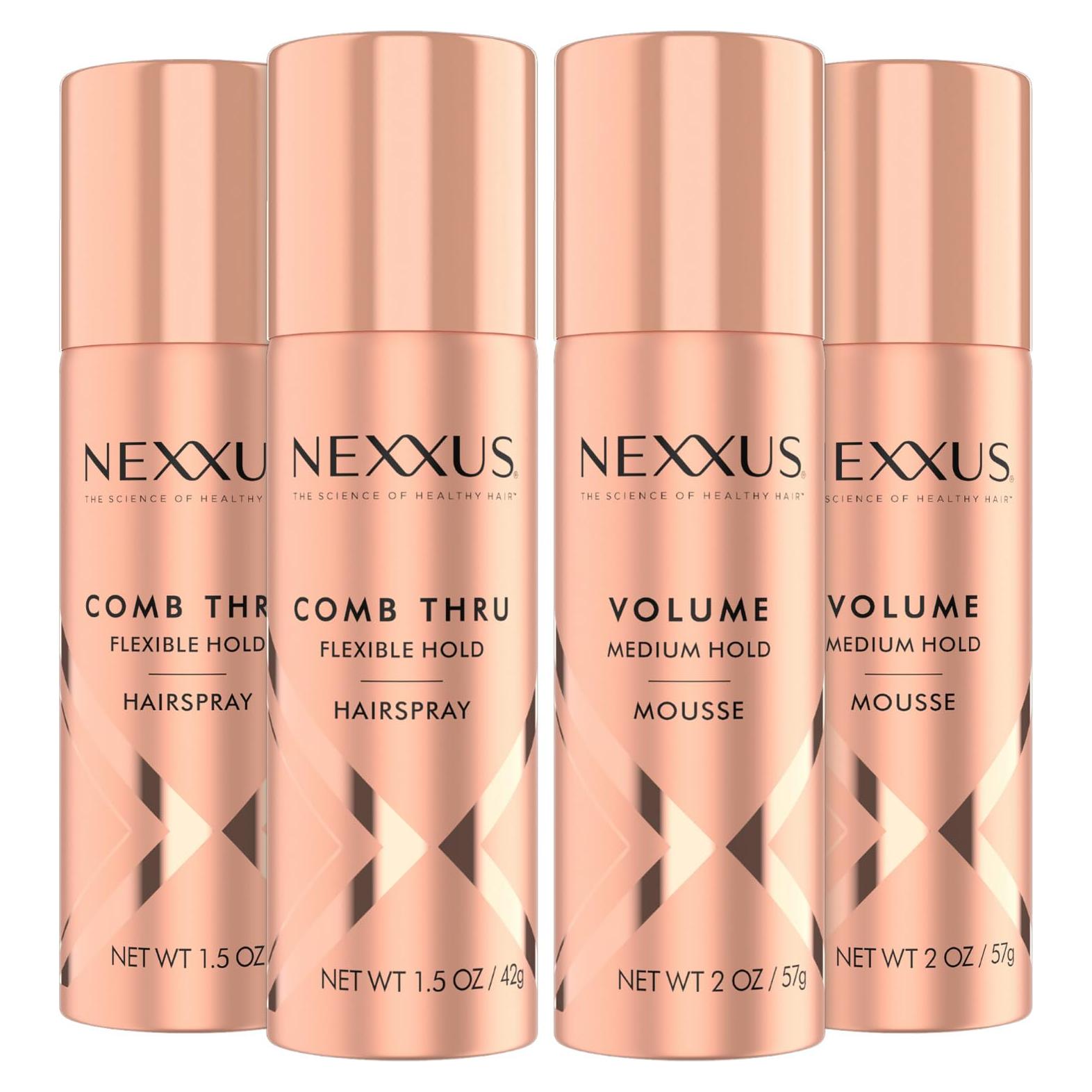 Paquete de Laca y Mousse Nexxus Travel - 2x Laca 42g + 2x Mousse 57g