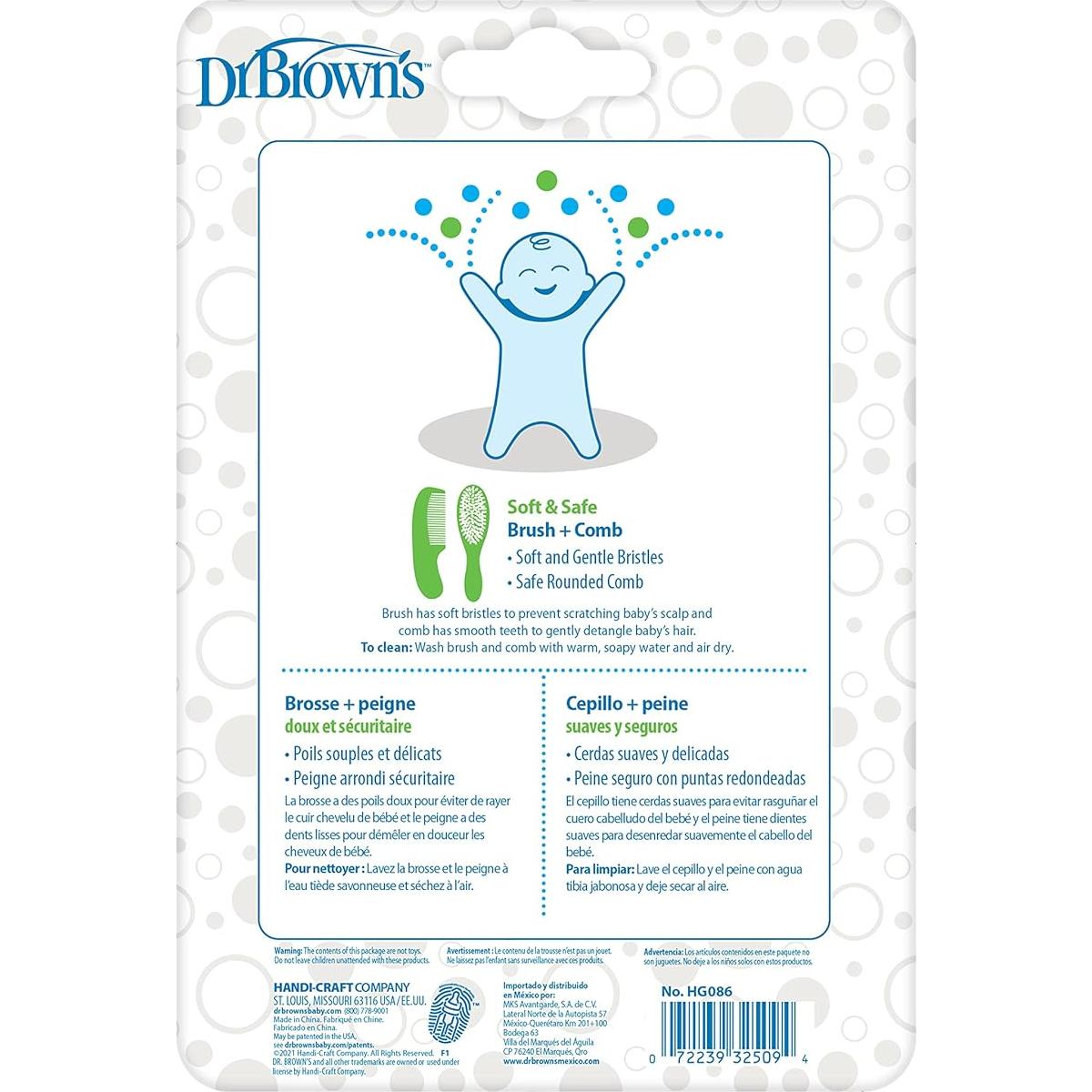 Cepillo y Peine Suave Dr. Brown para Bebés - Madera y Nylon