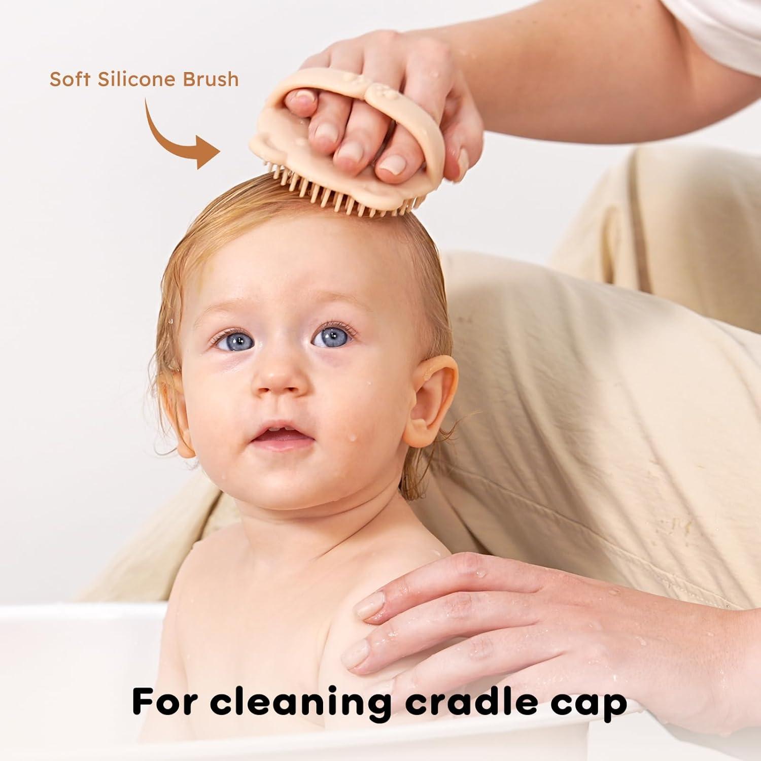 Set de Cepillo y Peine para Bebé Yoofoss 4 Piezas Madera Natural