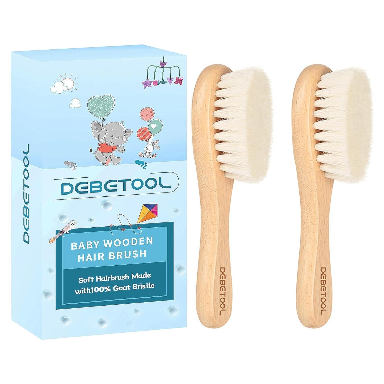 Set de Cepillos para Bebé DEBETOOL - Madera Natural, 2 Paquetes