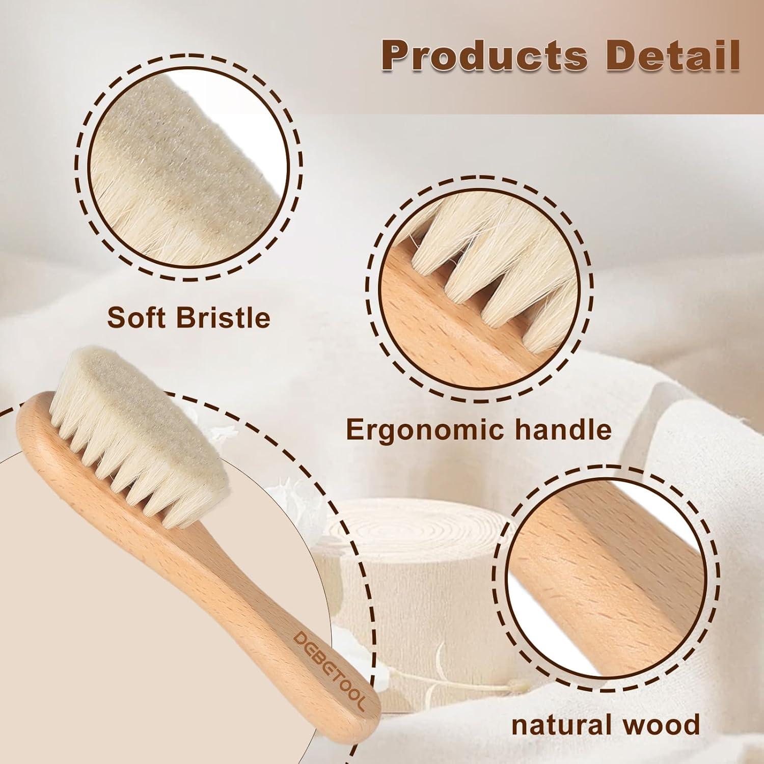 Set de Cepillos para Bebé DEBETOOL - Madera Natural, 2 Paquetes