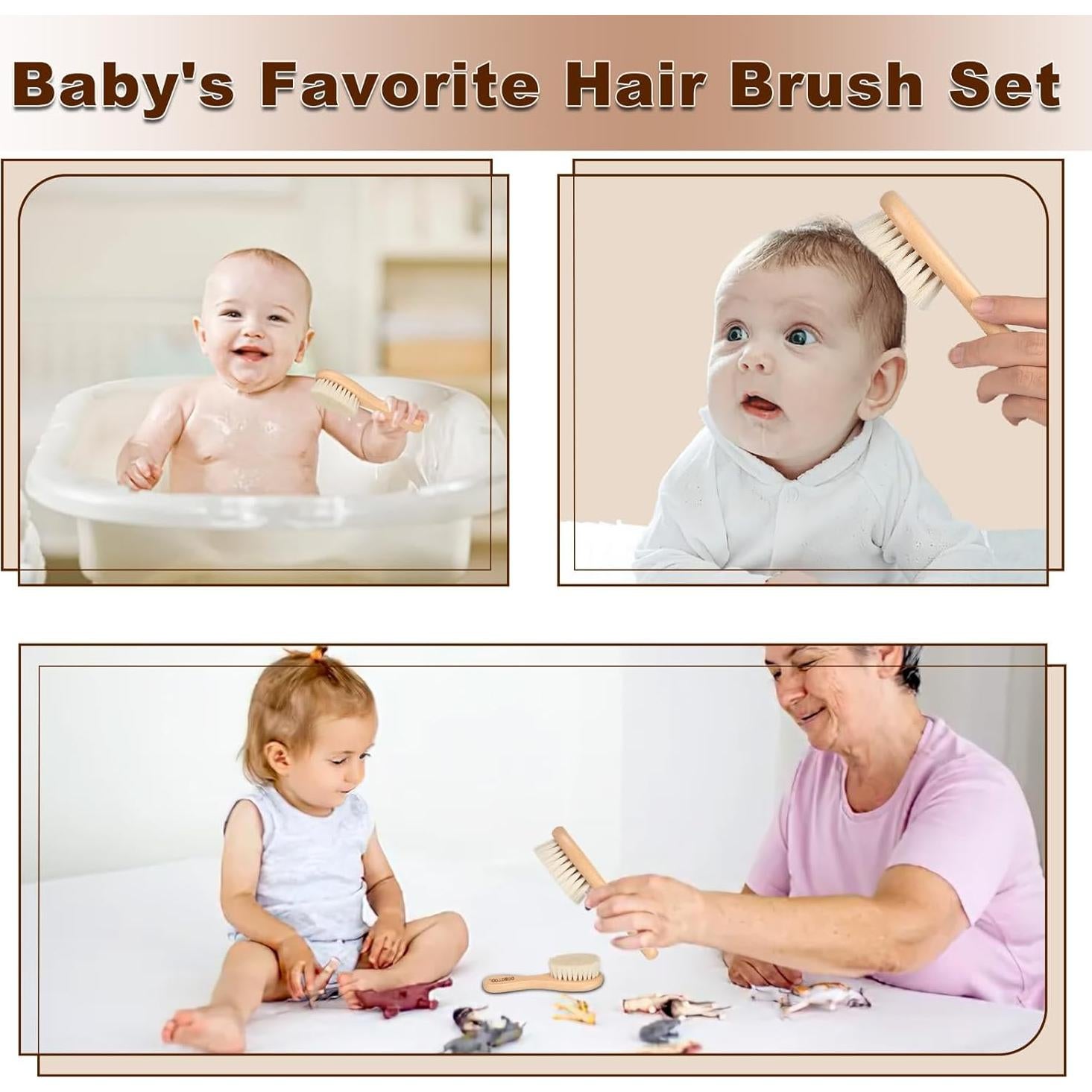 Set de Cepillos para Bebé DEBETOOL - Madera Natural, 2 Paquetes