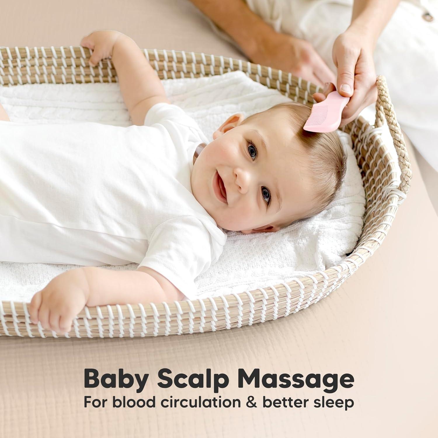 Juego de Cepillo y Peine para Bebés KeaBabies Ovalado Rosa