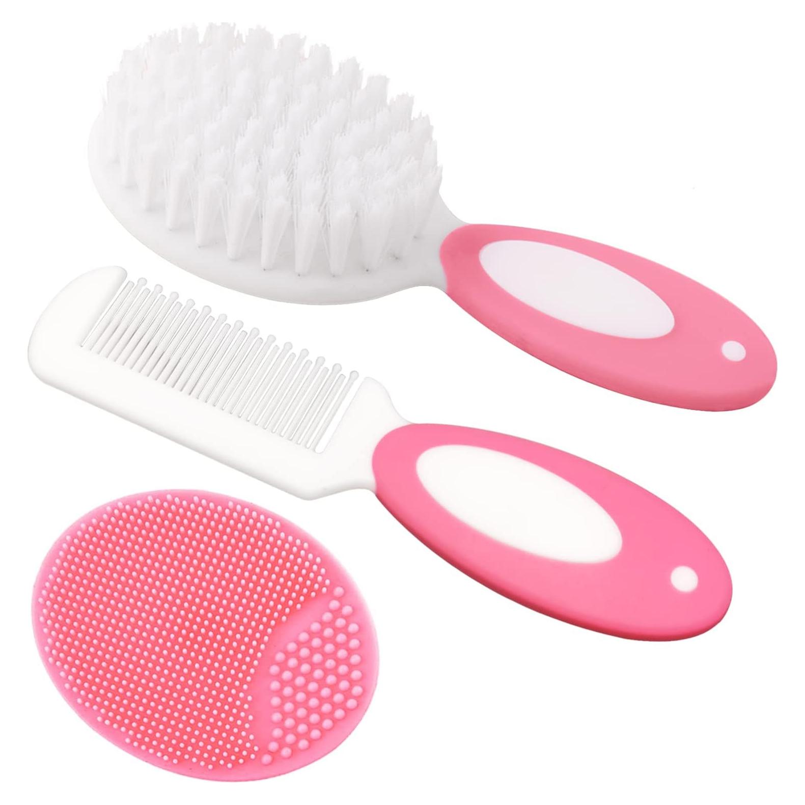 Set de Cepillo y Peine para Bebé MR LION - Rosa, Suave y Hipoalergénico