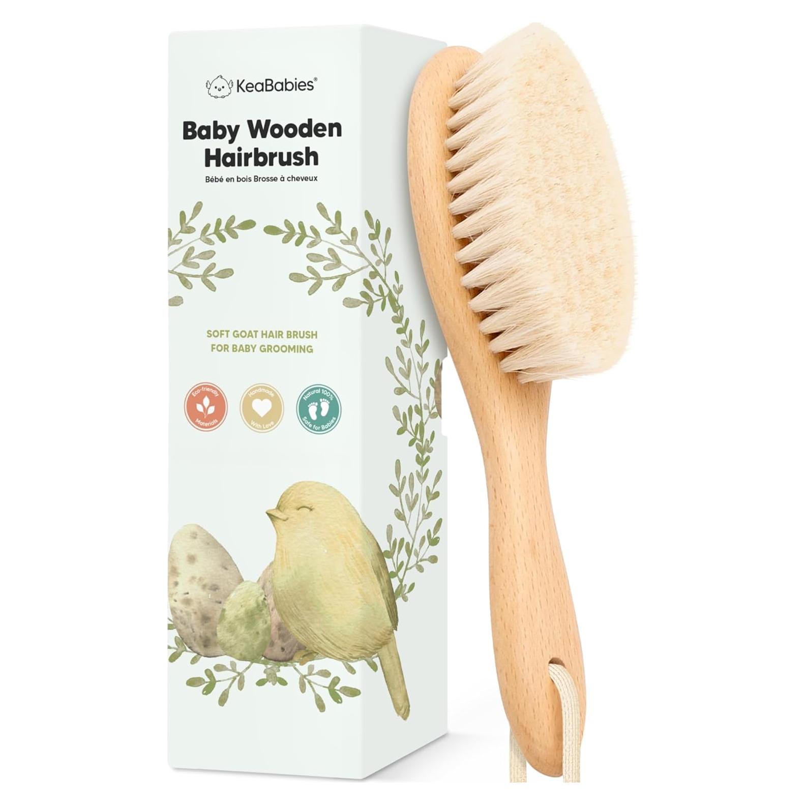 Cepillo de Cabello de Madera KeaBabies para Bebés - Suave