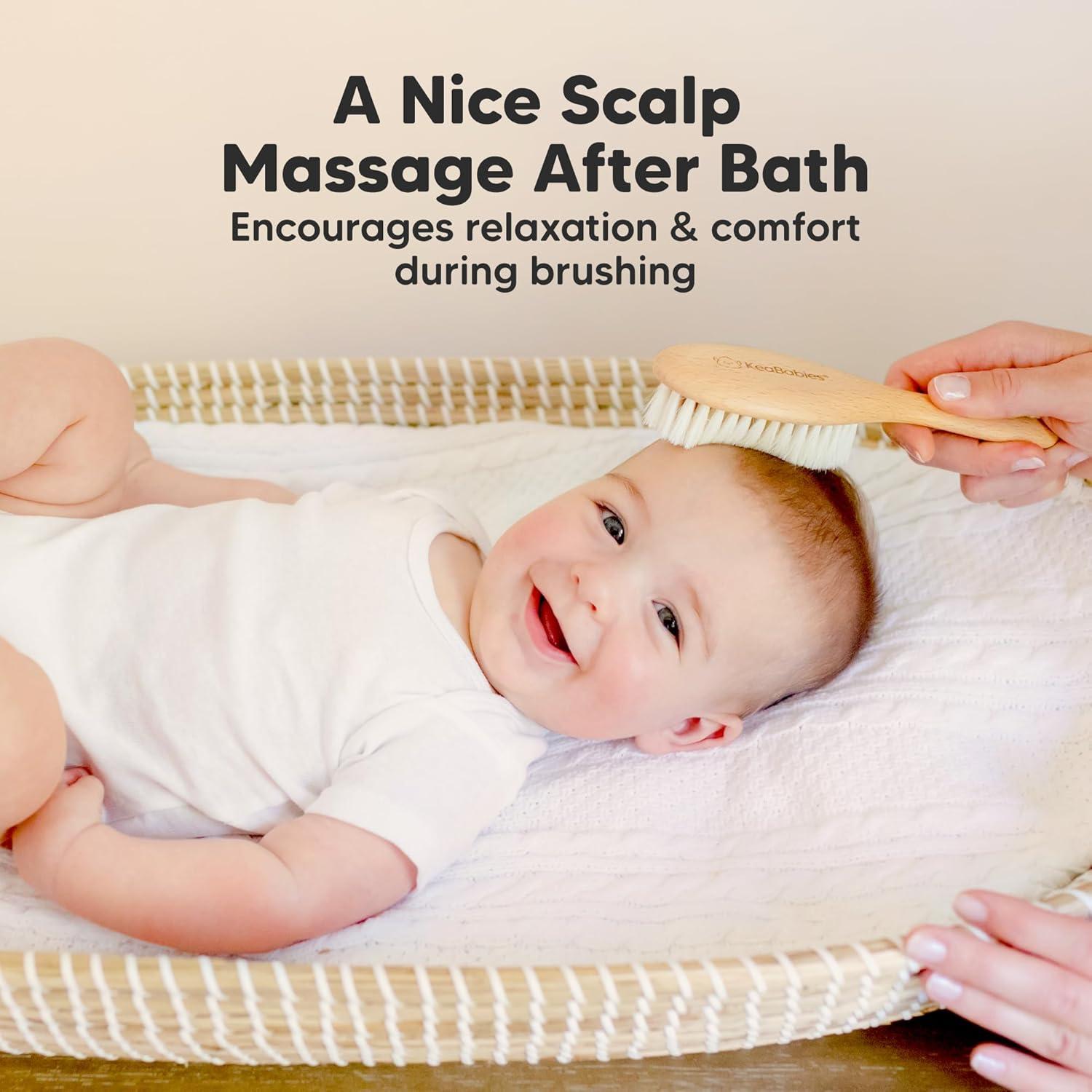 Cepillo de Cabello de Madera KeaBabies para Bebés - Suave