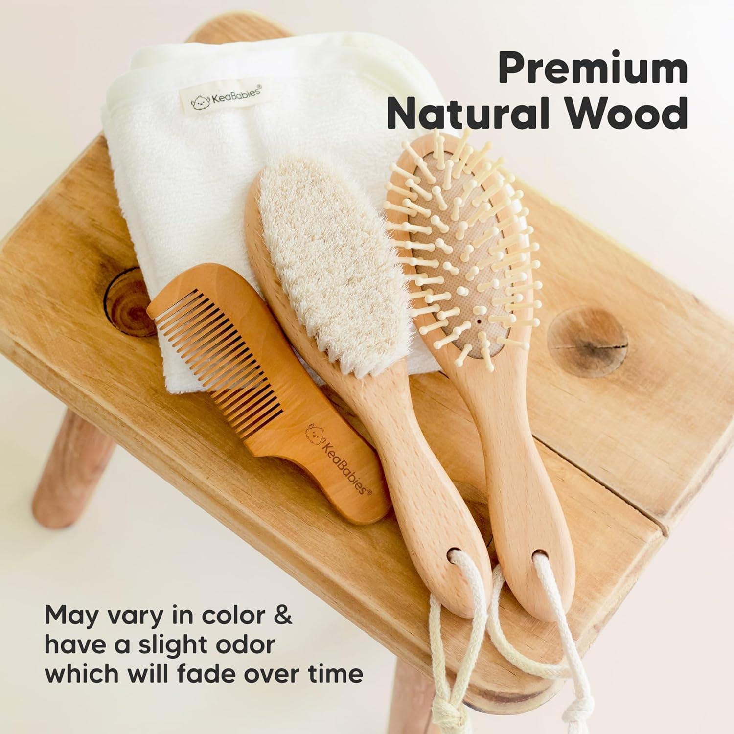 Cepillo de Cabello de Madera KeaBabies para Bebés - Suave