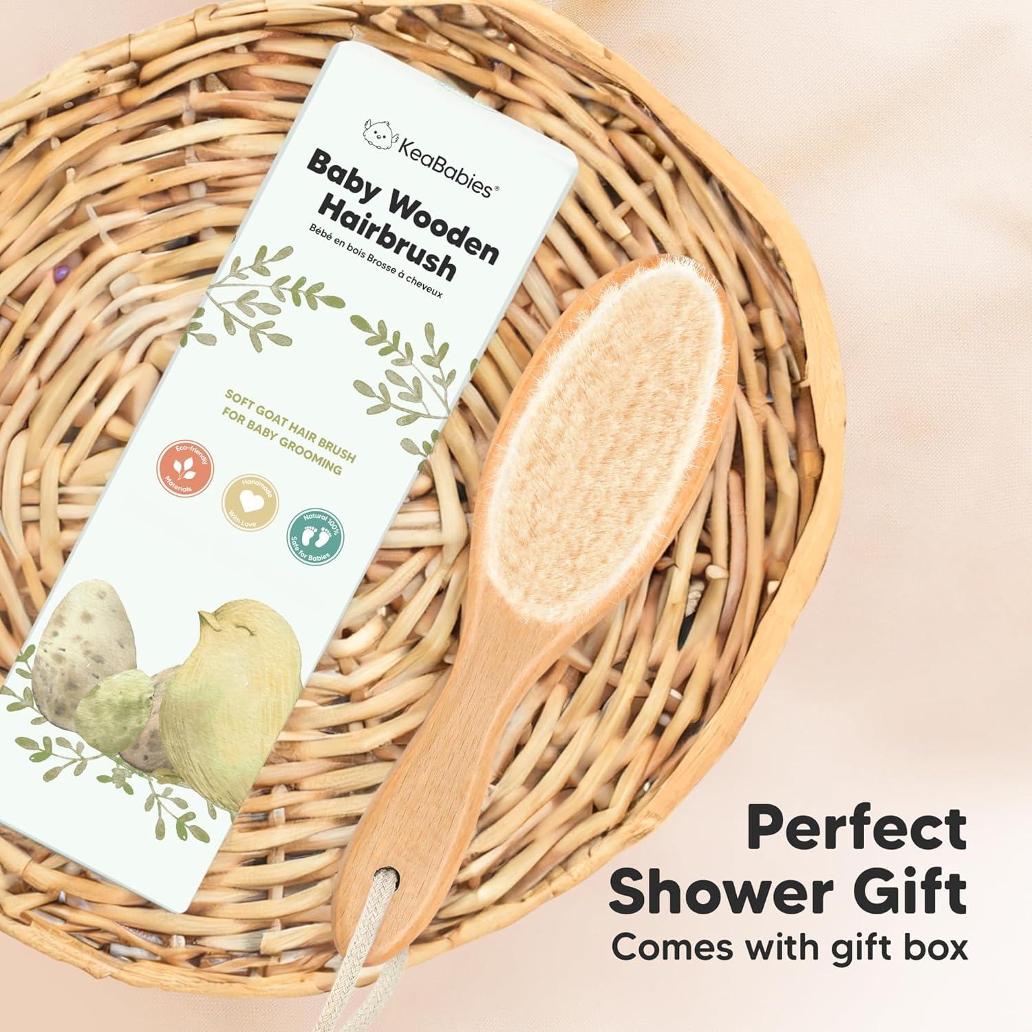 Cepillo de Cabello de Madera KeaBabies para Bebés - Suave