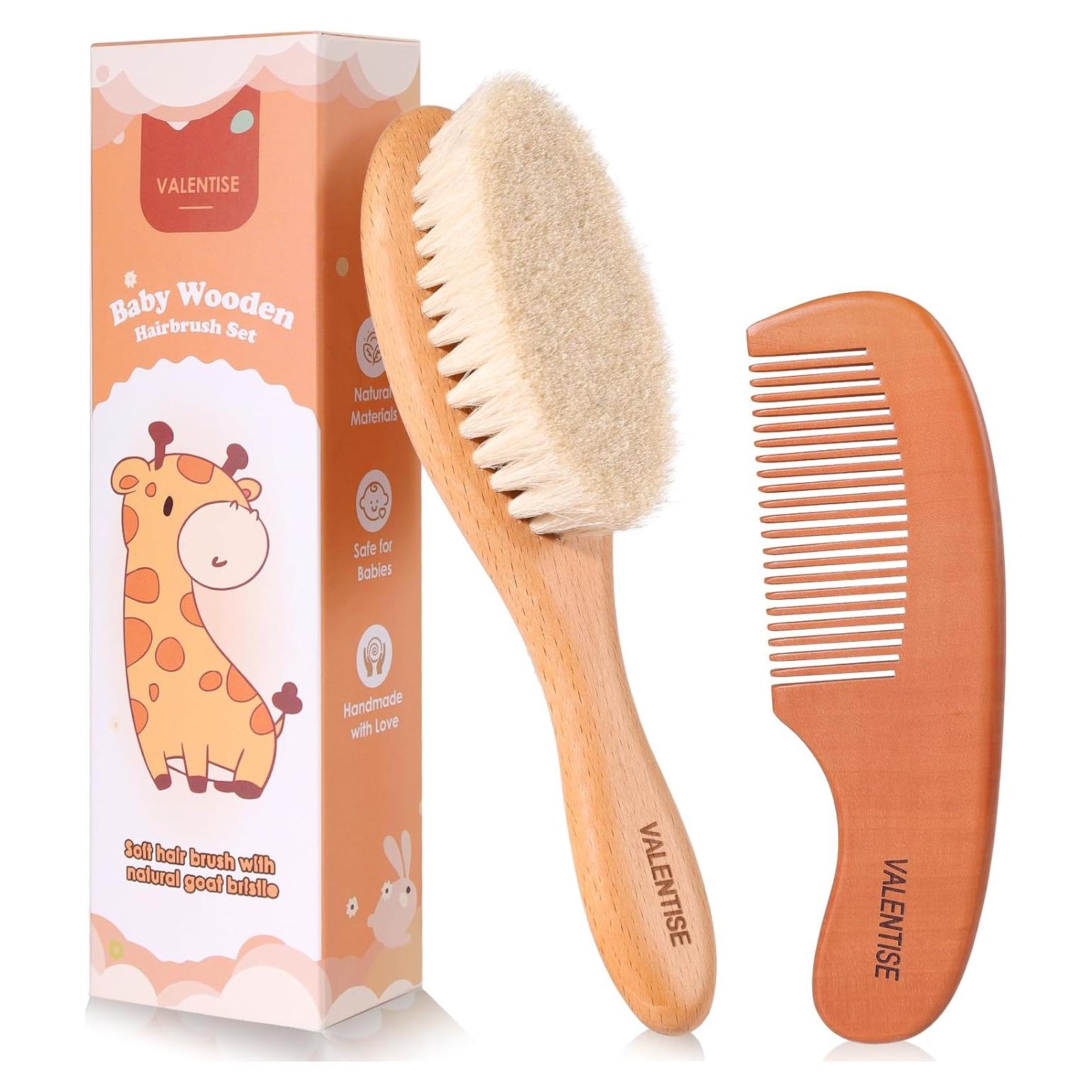 Juego de Cepillo y Peine de Madera para Bebés VALENTISE