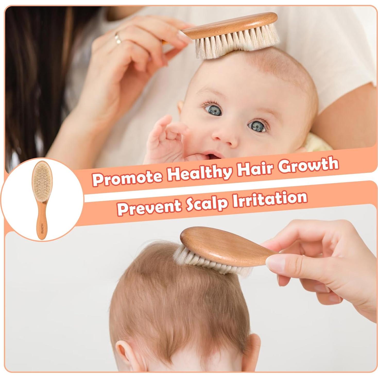 Juego de Cepillo y Peine de Madera para Bebés VALENTISE