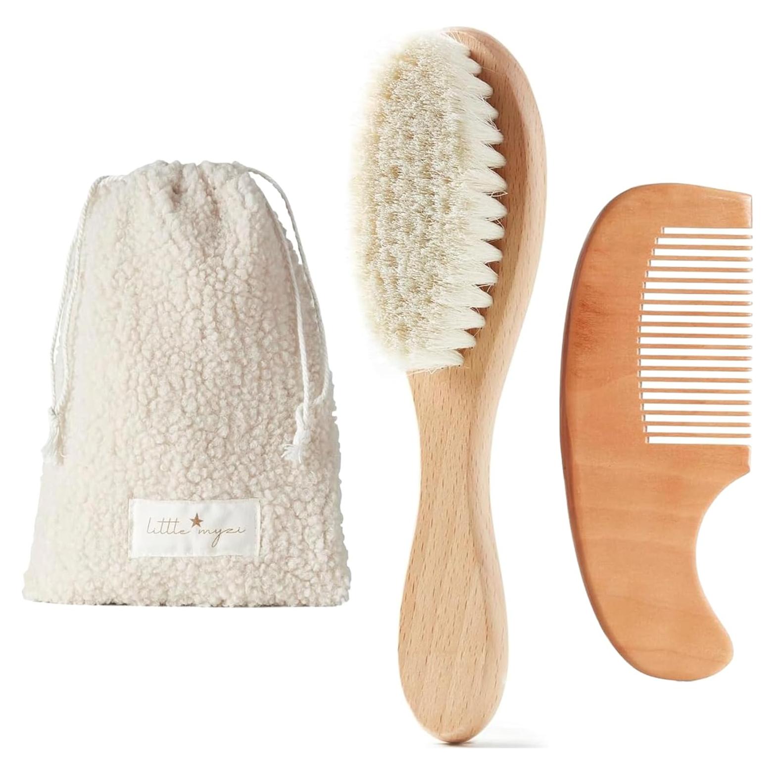 Conjunto de Cepillo y Peine Natural MYZI para Bebé