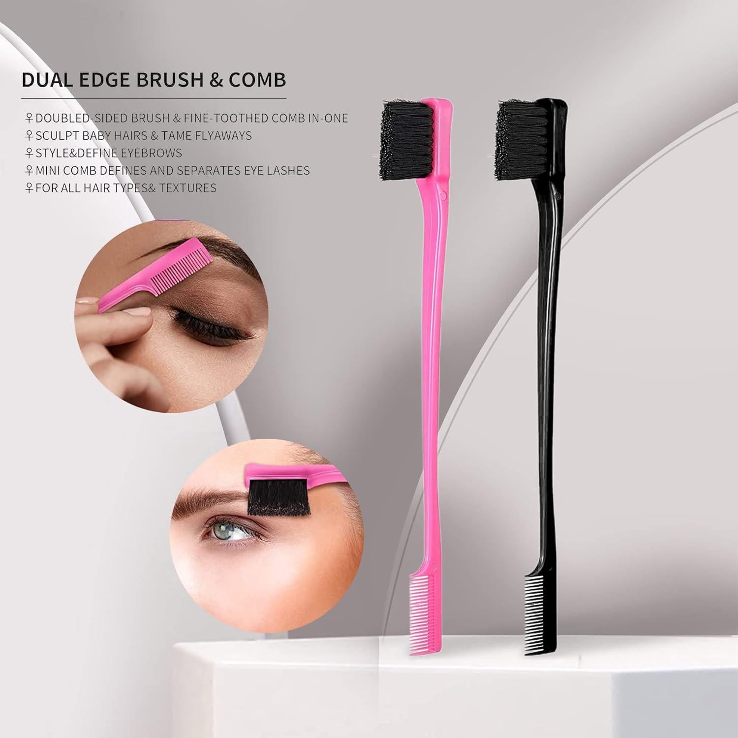 Cepillo Doble Cara Foxi Fresh 2 Piezas Rosa y Negro 17.78 cm