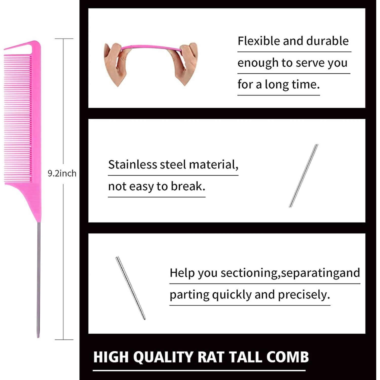 Juego de 3 Peines Estilizador Goiple - Rosa, Compacto y Portátil