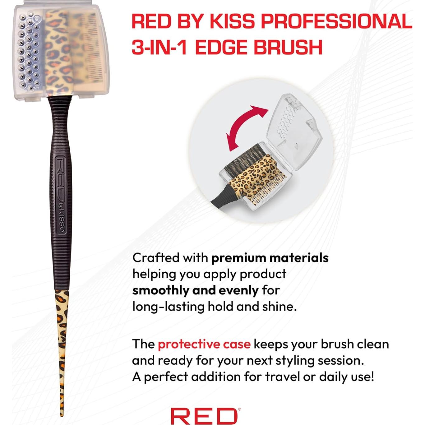 Cepillo de Bordes 3-en-1 Red by Kiss con Estuche - Jabalí