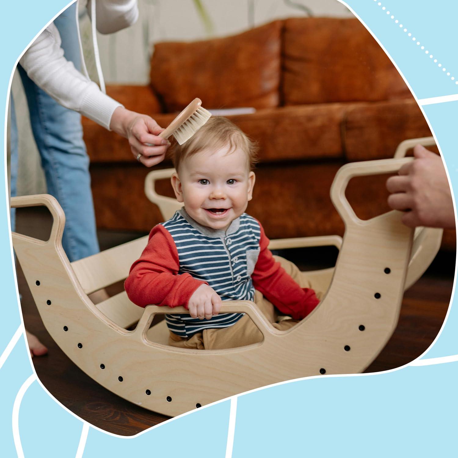 Juego de Cepillo y Peine para Bebés Bonumvita - Madera Natural