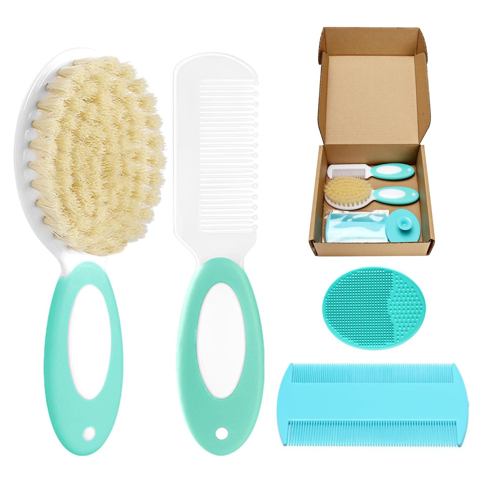 Juego de Cepillo y Peine para Bebés PAKENYESHA 4 Piezas Verde