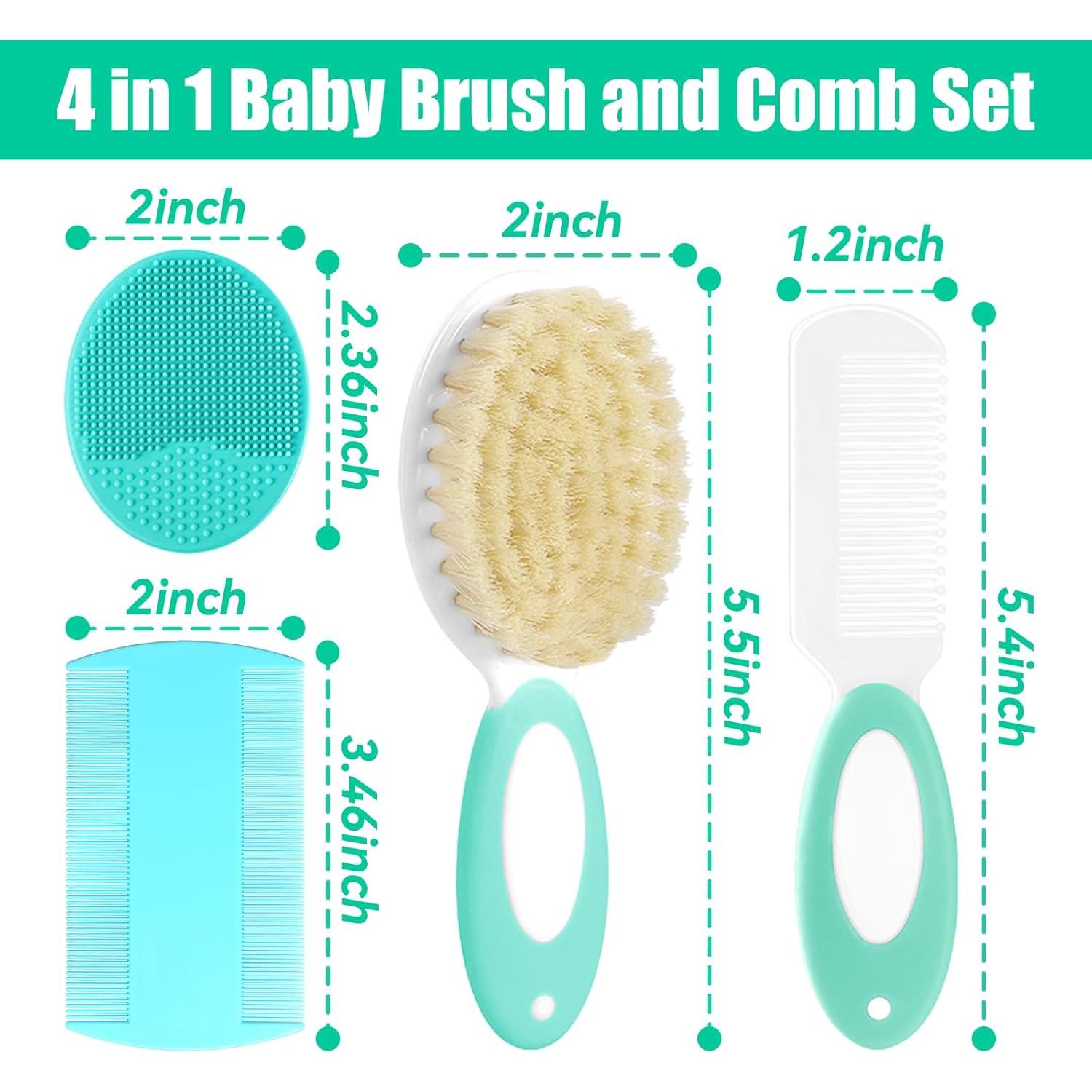 Juego de Cepillo y Peine para Bebés PAKENYESHA 4 Piezas Verde