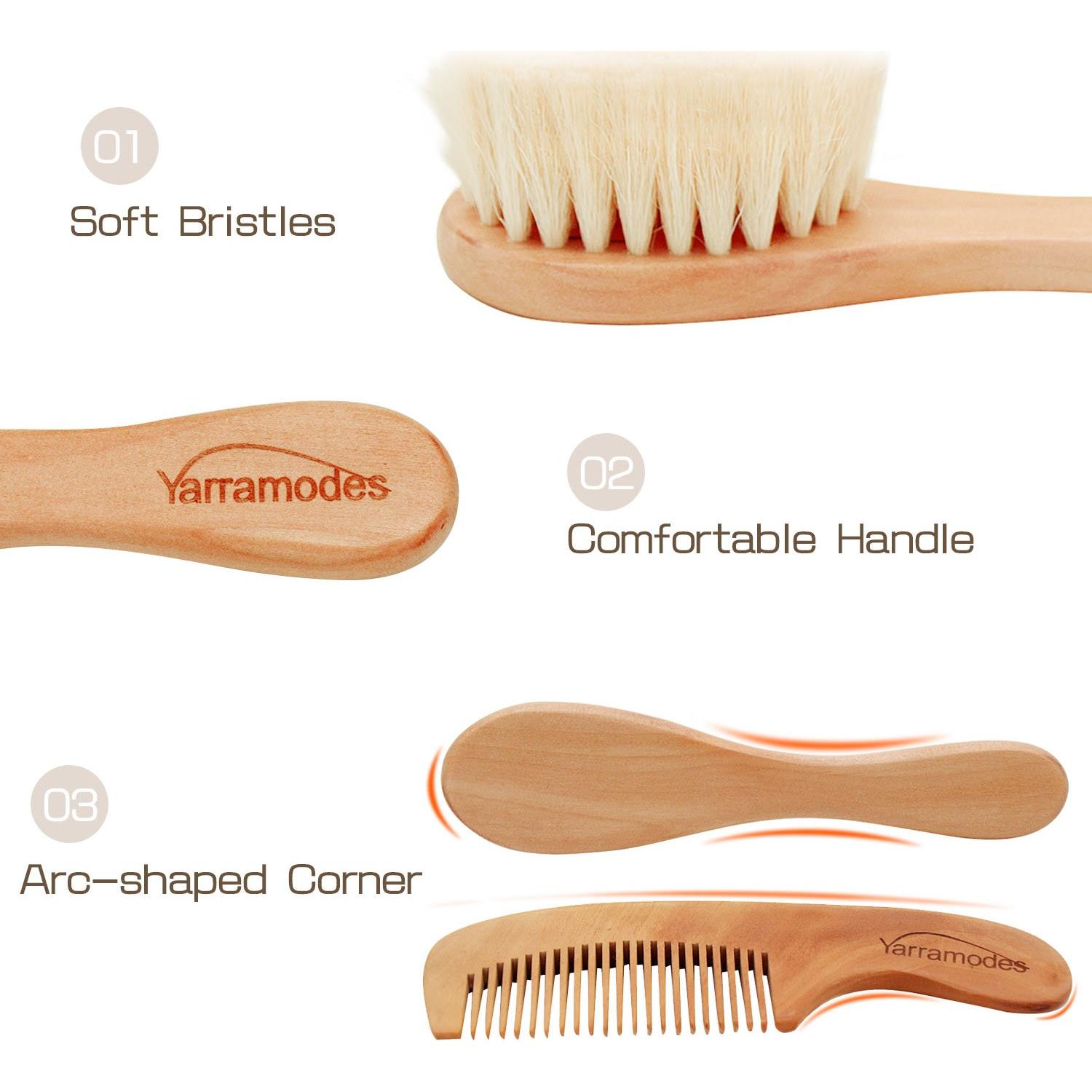 Juego de Cepillo y Peine para Bebés Ecológico - Madera y Cabra