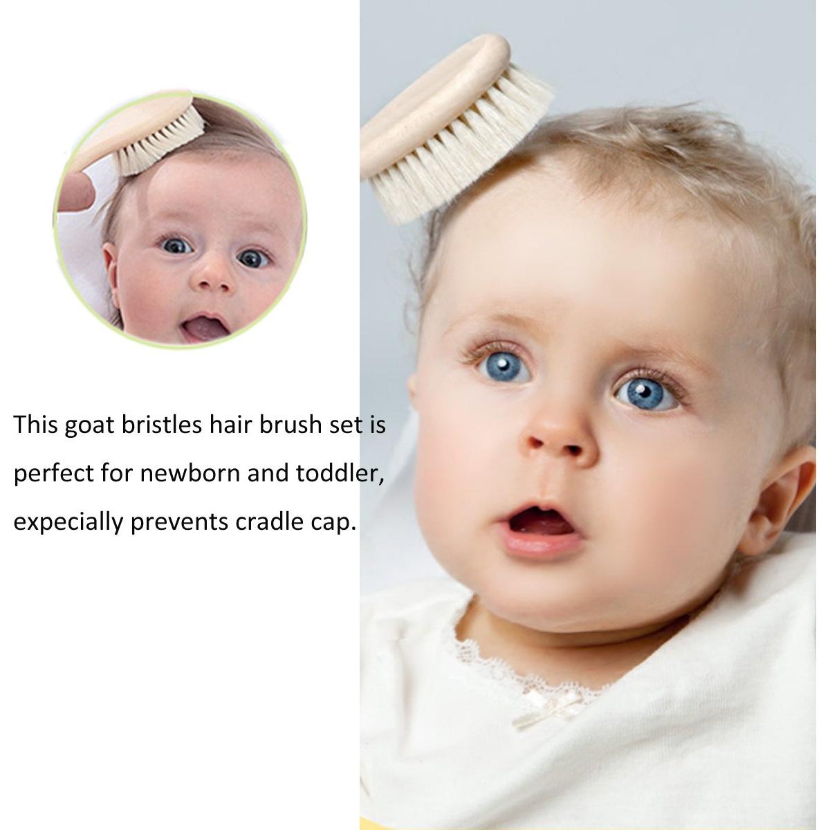 Juego de Cepillo y Peine para Bebés Ecológico - Madera y Cabra